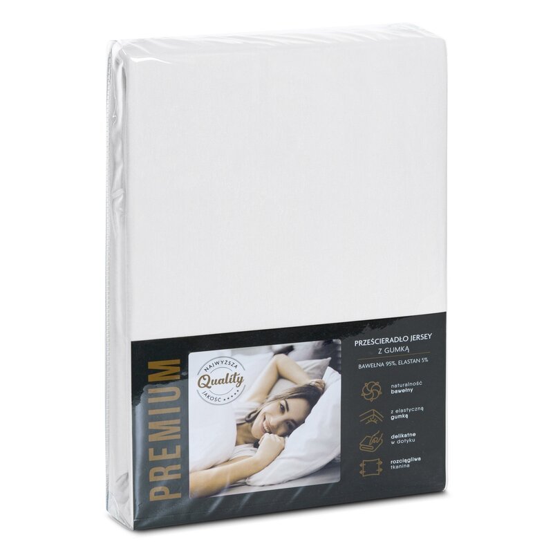 Prześcieradło jersey z gumką 90x200 białe na wysoki materac 25 cm 190 g/m2