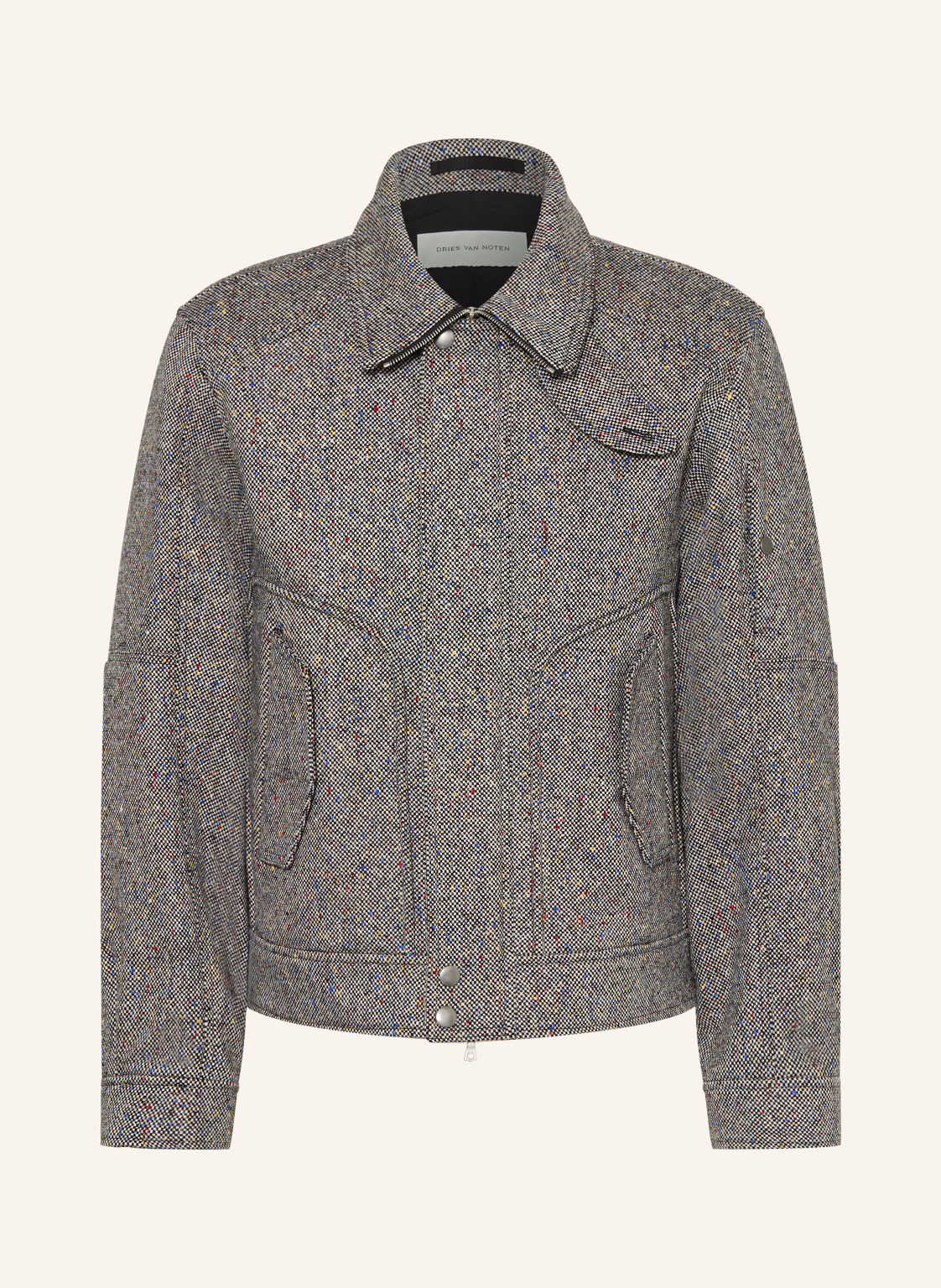 Dries Van Noten Kurtka Typu Bomberka Z Tweedu schwarz
