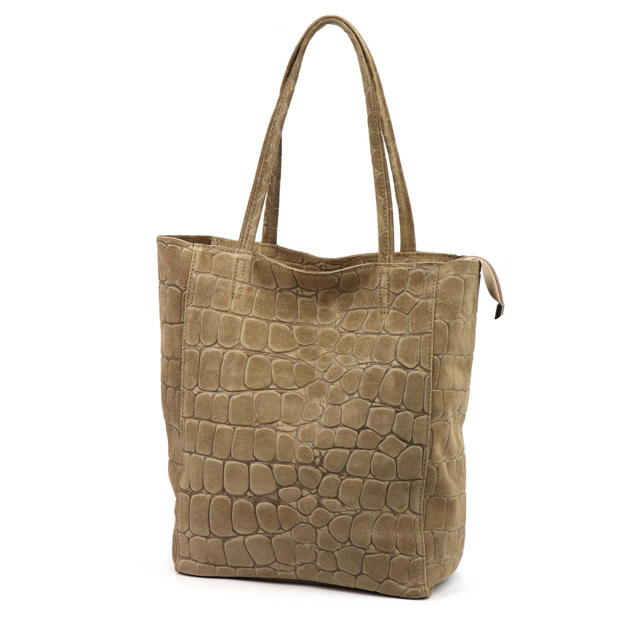Duża skórzana torebka shopper Luka 26-084 Croco mieszcząca A4