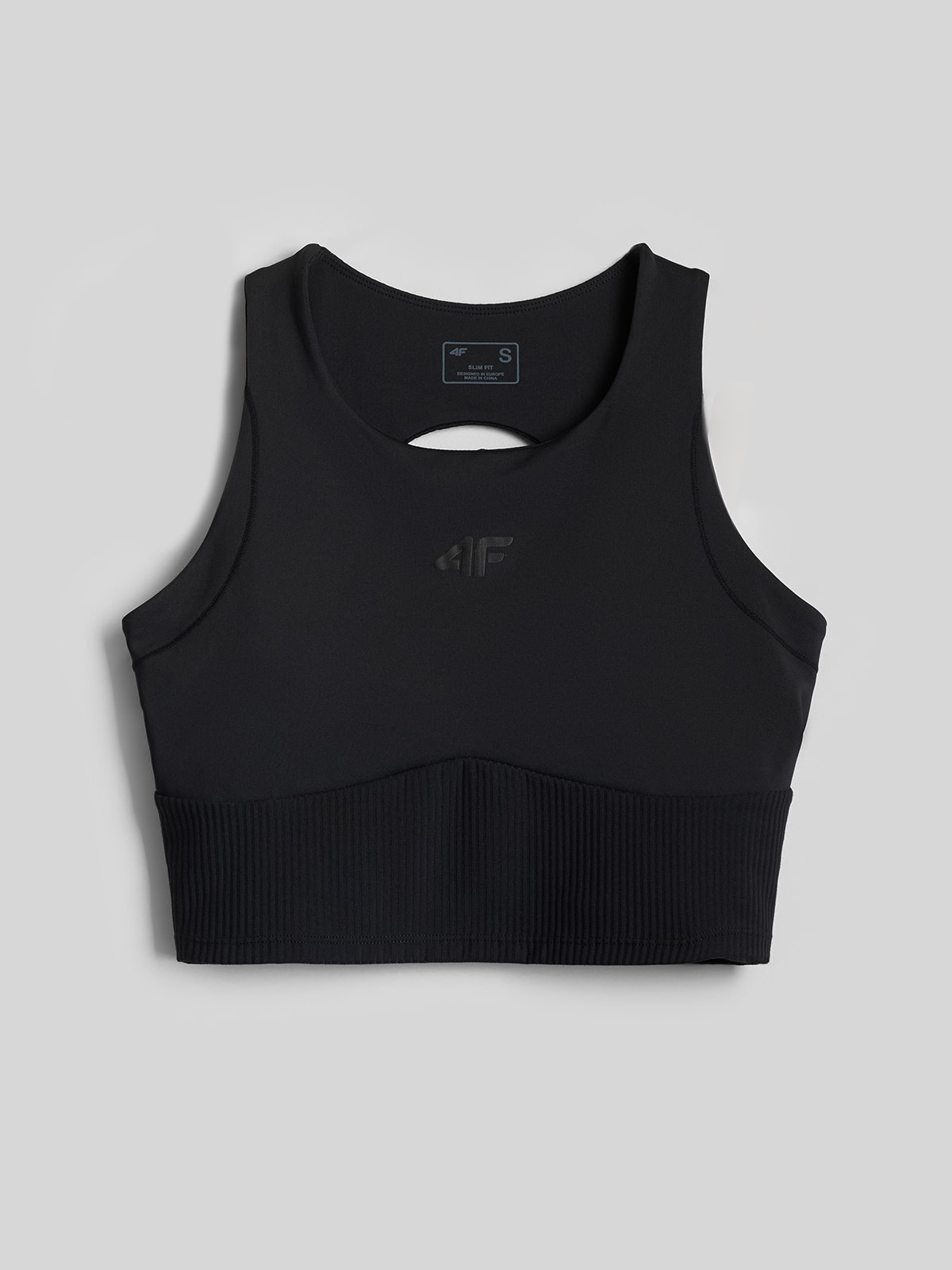 4F Crop top do jogi szybkoschnący damski - czarny XS