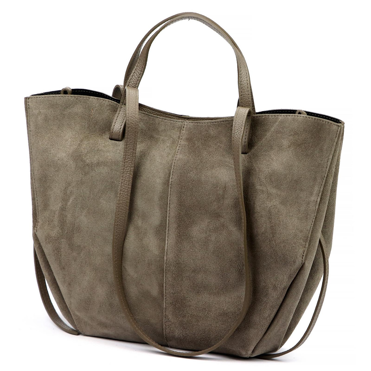 Duża zamszowa torebka shopper Luka 24-082 D z kosmetyczką
