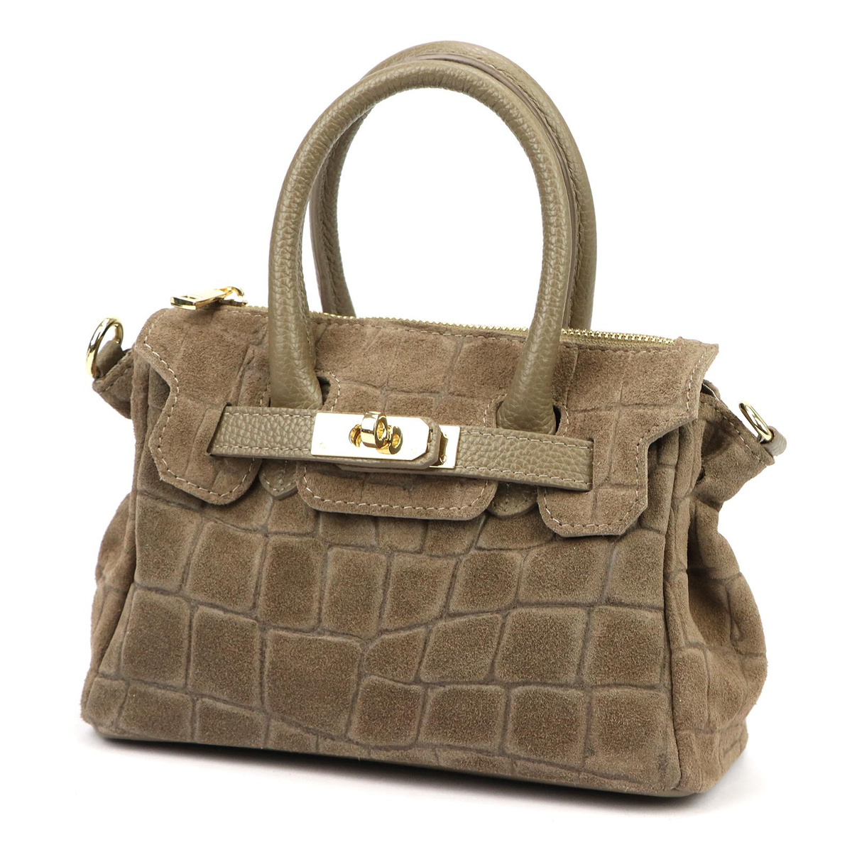 Mała skórzana torebka kuferek Luka 26-146 Mini Croco z paskiem