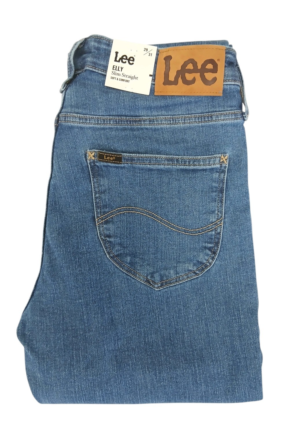 Lee Elly Slim Straight Hidden Lagoon niebieskie jeansy damskie proste