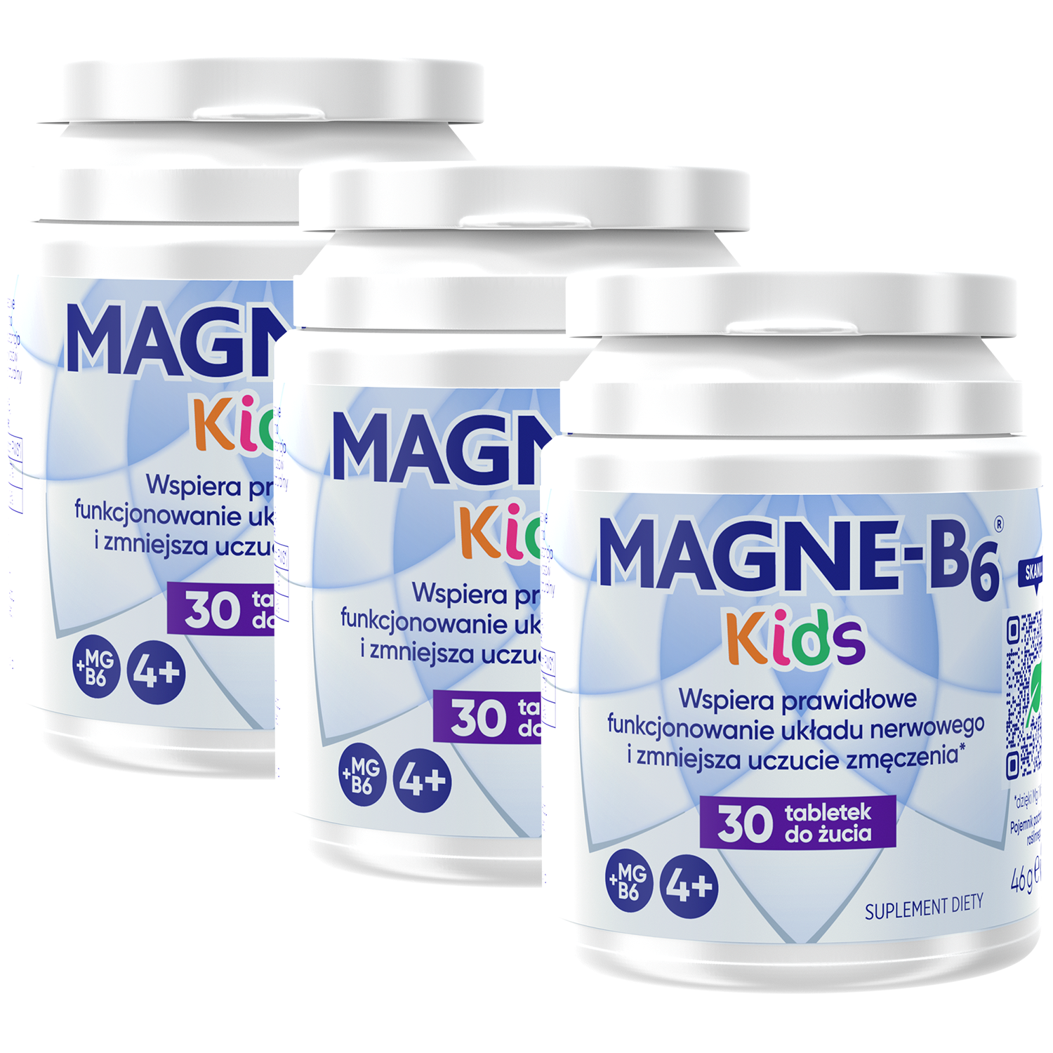 Zestaw Magne B6 Kids, od 4 lat, smak arbuzowy, 3 x 30 tabletek do żucia