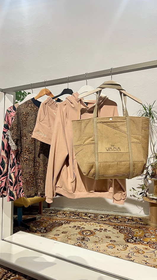 Shopper bag duża torba upcycling sztruks/baranek
