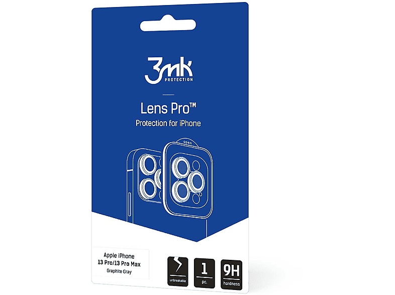 Szkło 3MK Lens Protection Pro na obiektyw aparatu iPhone 13 Pro/13 Maks Grafitowo-szary