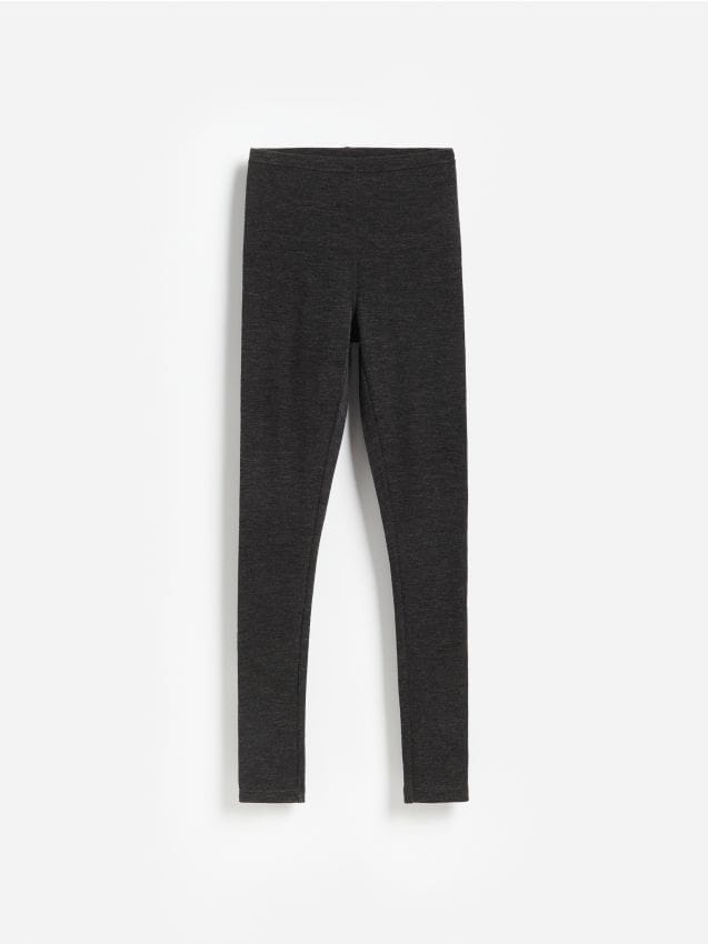 Reserved - Legginsy z wełny merino - ciemnobrązowy