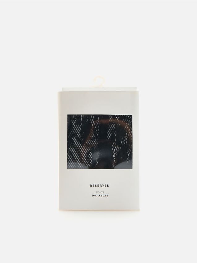 Reserved - Koronkowe rajstopy - czarny