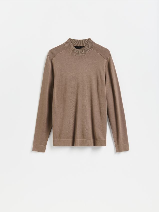 Reserved - Gładki sweter z półgolfem - brązowy