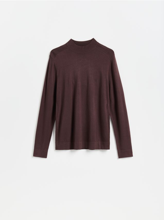 Reserved - Gładki sweter z półgolfem - brązowy