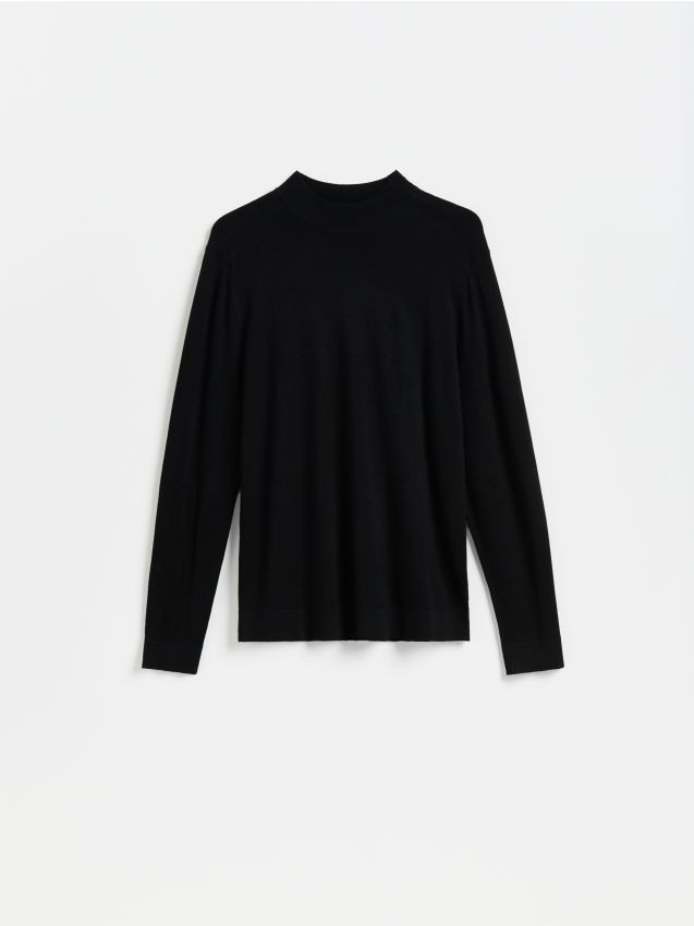 Reserved - Gładki sweter z półgolfem - czarny