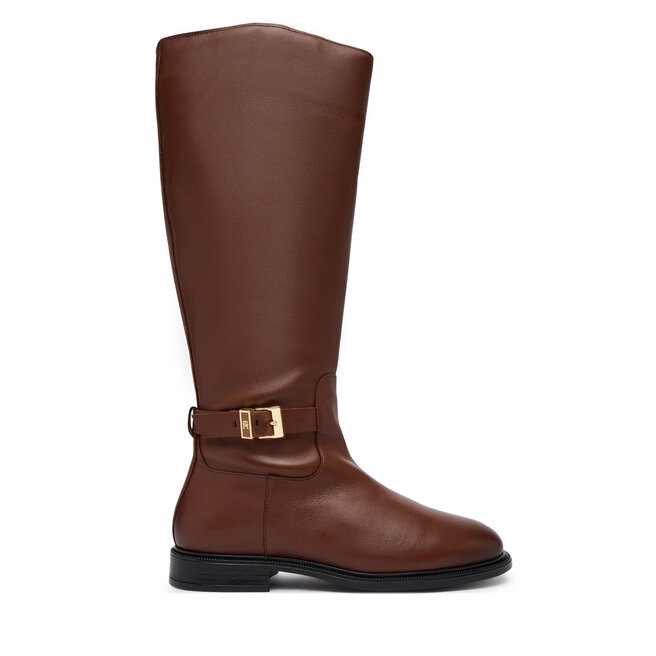Kozaki Tommy Hilfiger Th Buckle Leather Knee Boot FW0FW09572 Brązowy