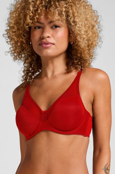 Hunkemöller Nieusztywniany biustonosz minimizer z fiszbinami Nina Czerwony