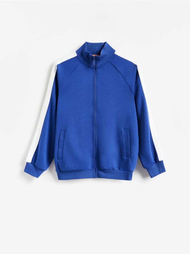 Reserved - Sportowa bluza interlock - niebieski