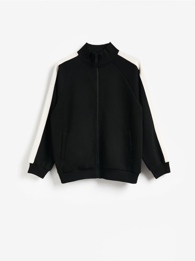 Reserved - Sportowa bluza interlock - czarny