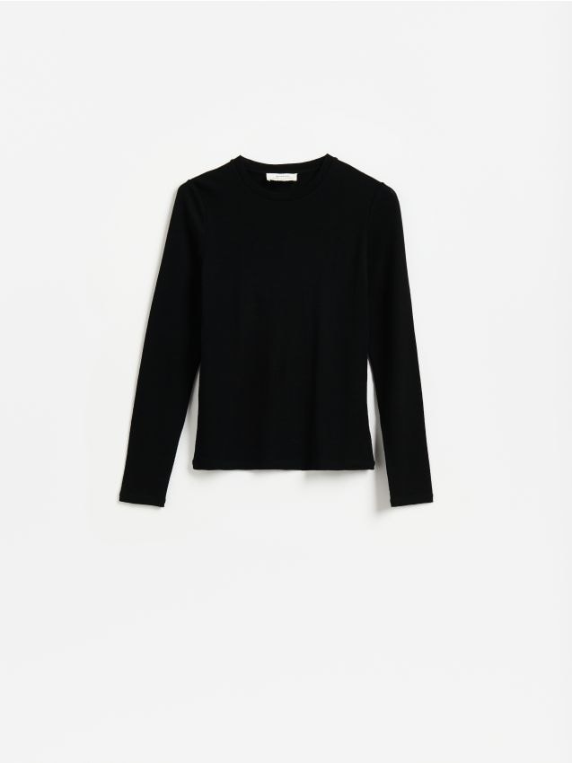 Reserved - Longsleeve z wełny merino - czarny
