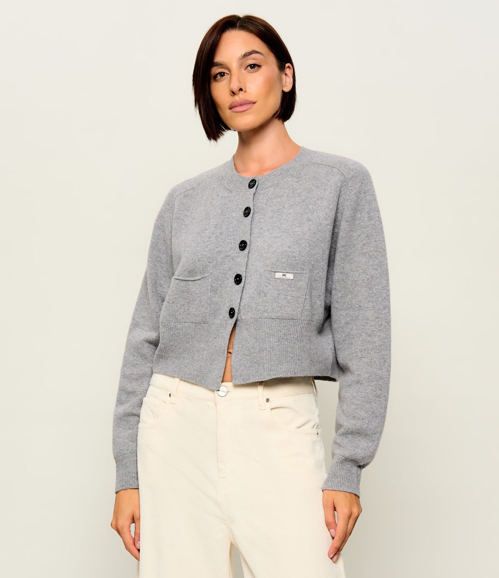 Elisabetta Franchi Wełniany kardigan Cropped Fit z dodatkiem kaszmiru