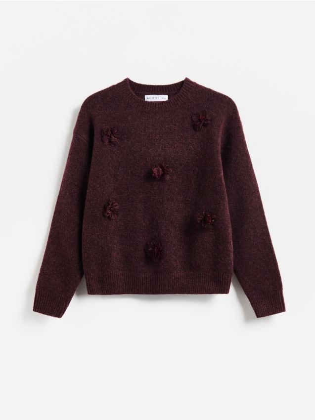 Reserved - Sweter z domieszką wełny - mahoniowy