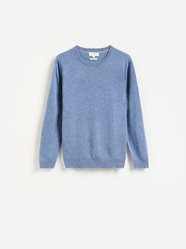 Reserved - Sweter z wełny merino - niebieski