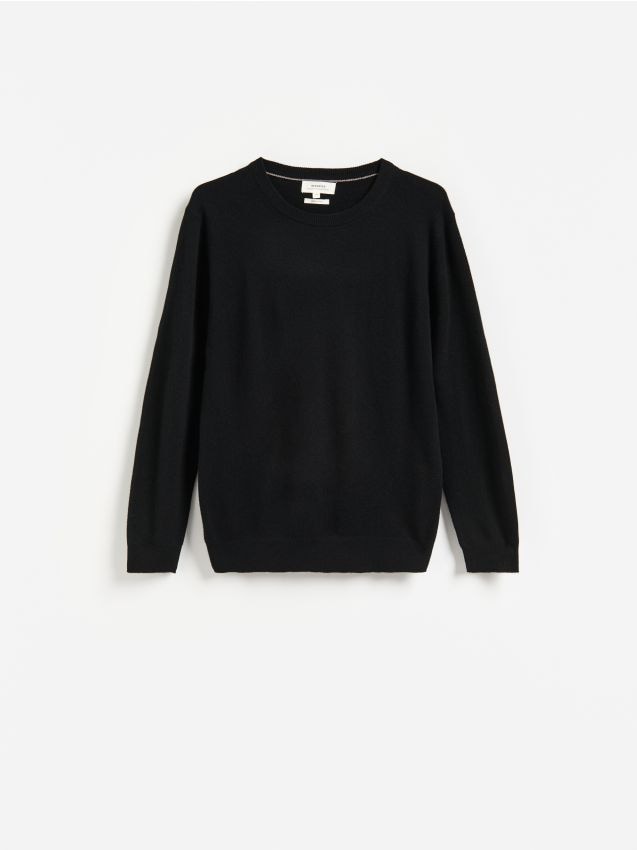Reserved - Sweter z wełny merino - czarny