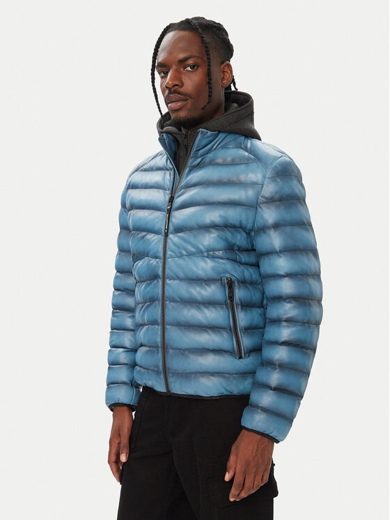 Milestone Kurtka skórzana MSHarvey 631068 60905 Niebieski Regular Fit