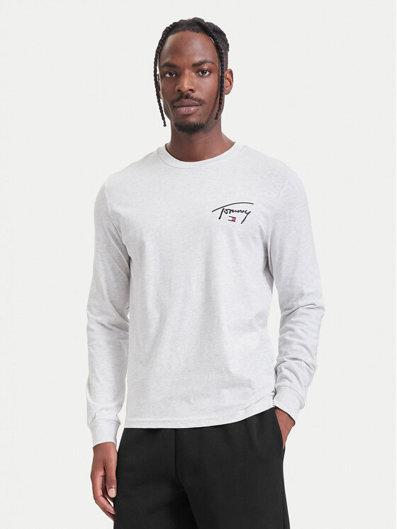 Tommy Jeans Longsleeve DM0DM23546 Szary jasny Slim Fit
