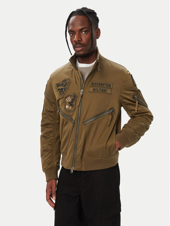 Aeronautica Militare Kurtka bomber 262AB3077UCT04361 Khaki Regular Fit