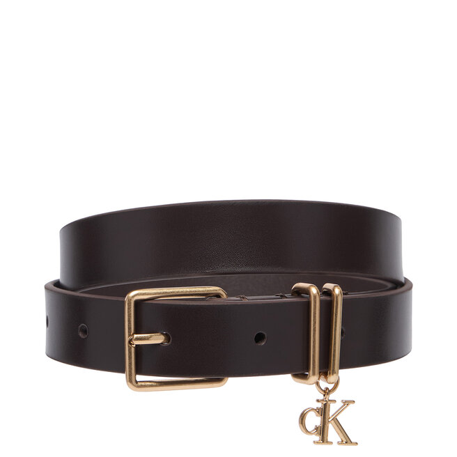 Pasek Calvin Klein Monogram Charm Keeper Belt 25Mm LV04F7086G Brązowy ciemny