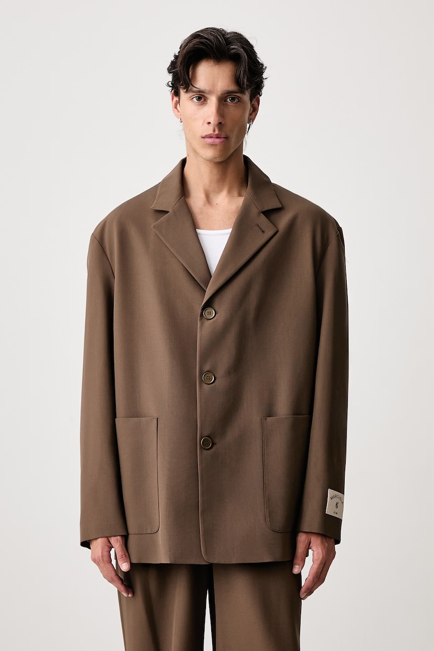 MM6 Maison Margiela marynarka jednorzędowa z wełną męska