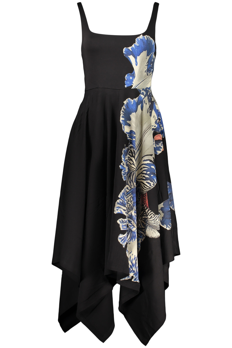 Długa sukienka Desigual Orchid Lacroix z nadrukiem – czarna