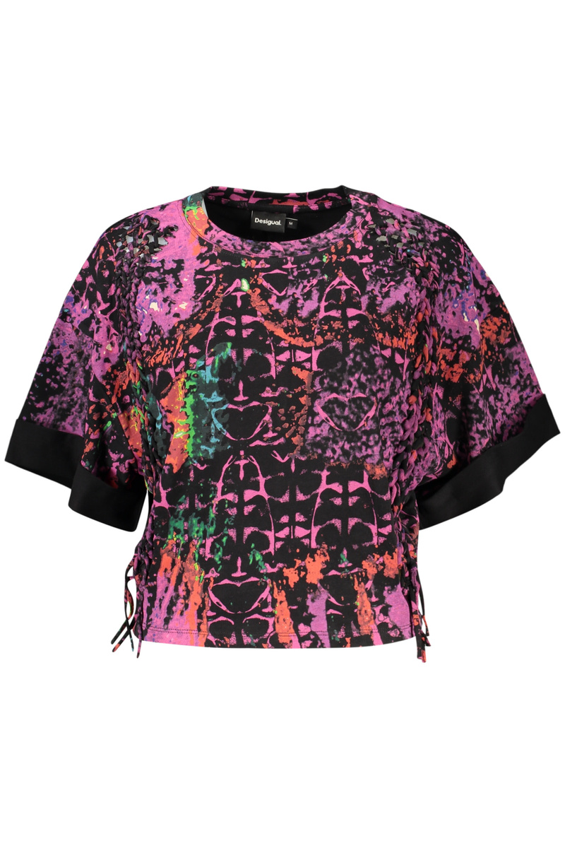 Damski bawełniany T-shirt Desigual Lacroix fioletowy
