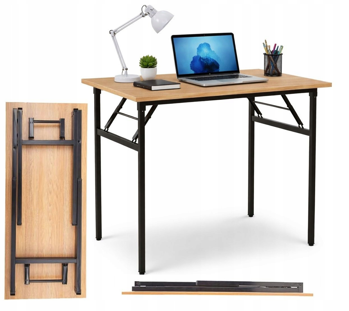 Stolik Pod Laptopa Składany Duże Biurko Komputerowe 120X60X76 Cm Brązowe
