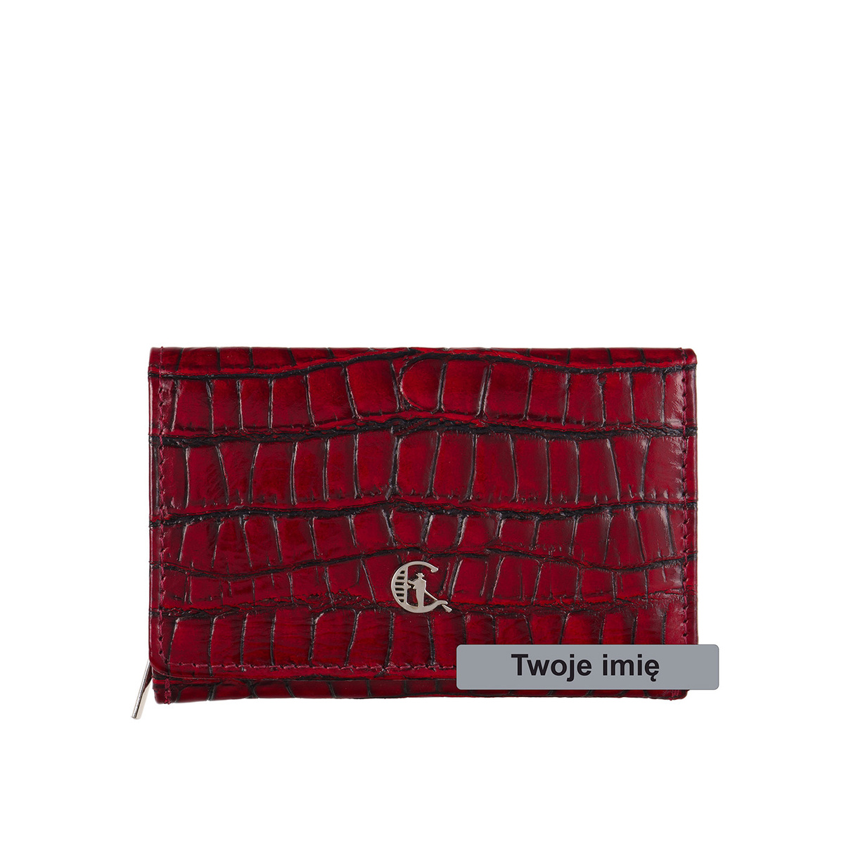 LUCILLA Czerwony Portfel Damski z grawerem croco Canaletto RFID