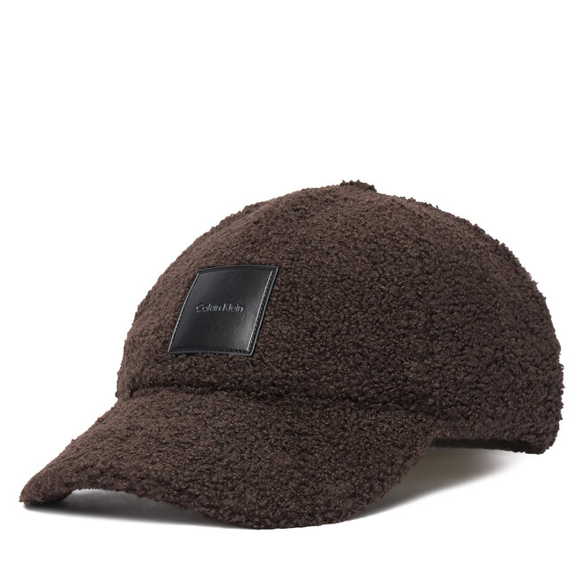 Czapka z daszkiem Calvin Klein All-Over Sherpa W/ Patch Cap LV04F5096G Brązowy ciemny