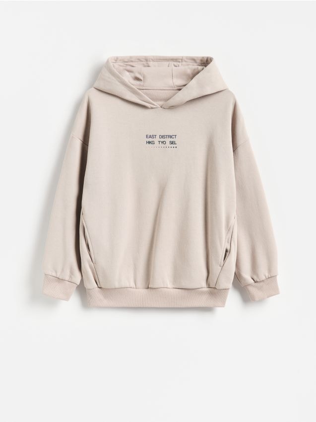 Reserved - Bluza z bawełną - beżowy