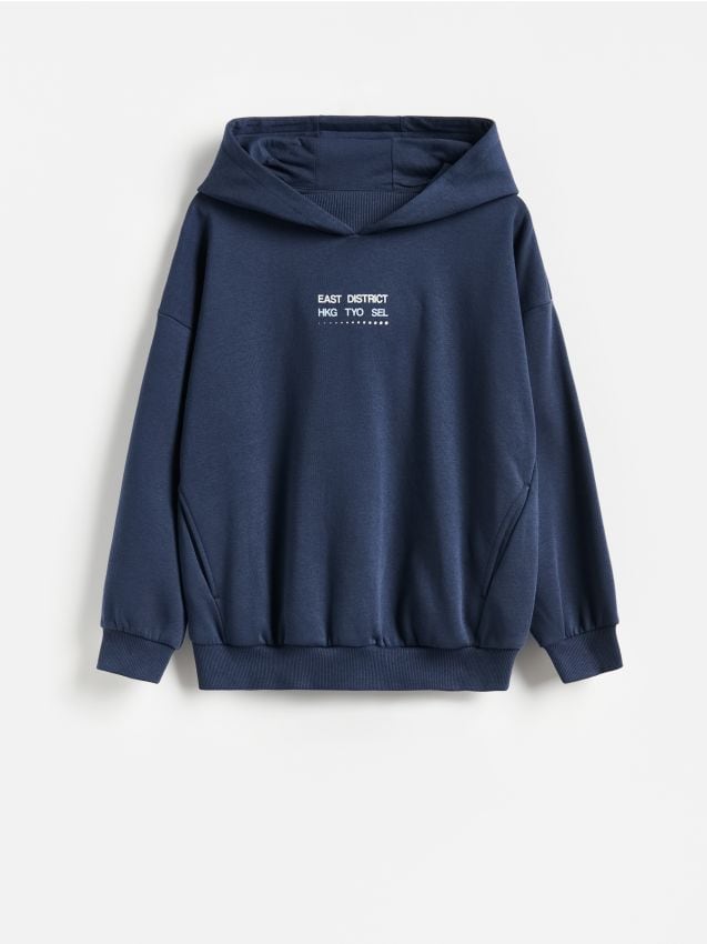 Reserved - Bluza z bawełną - granatowy