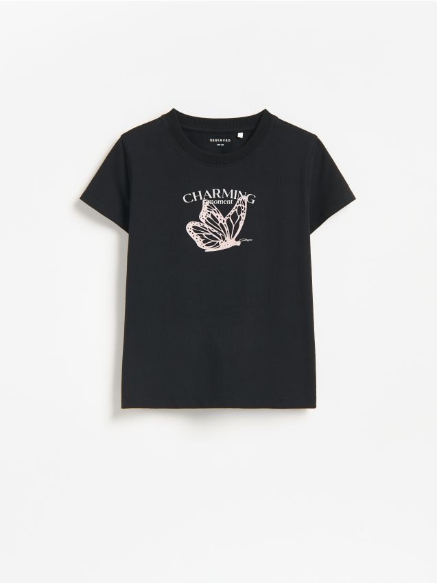Reserved - T-shirt z nadrukiem - czarny