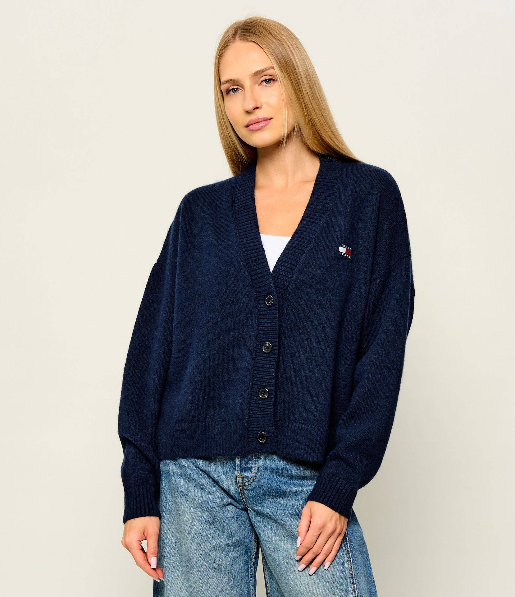 Tommy Jeans Kardigan Relaxed fit z dodatkiem wełny