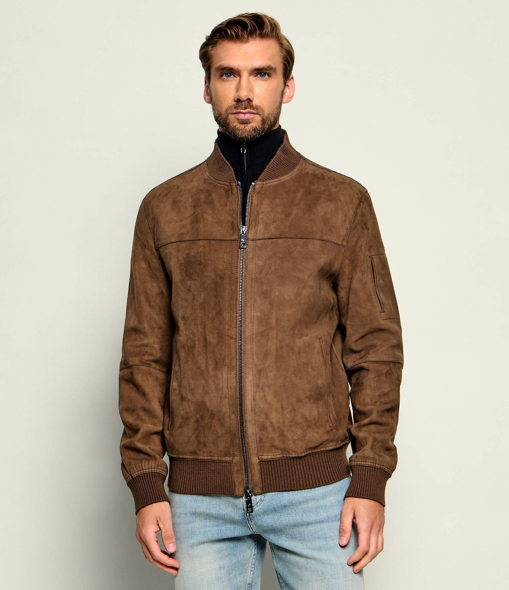 Milestone Skórzana kurtka bomber MSJoshua Regular Fit z dodatkiem wełny