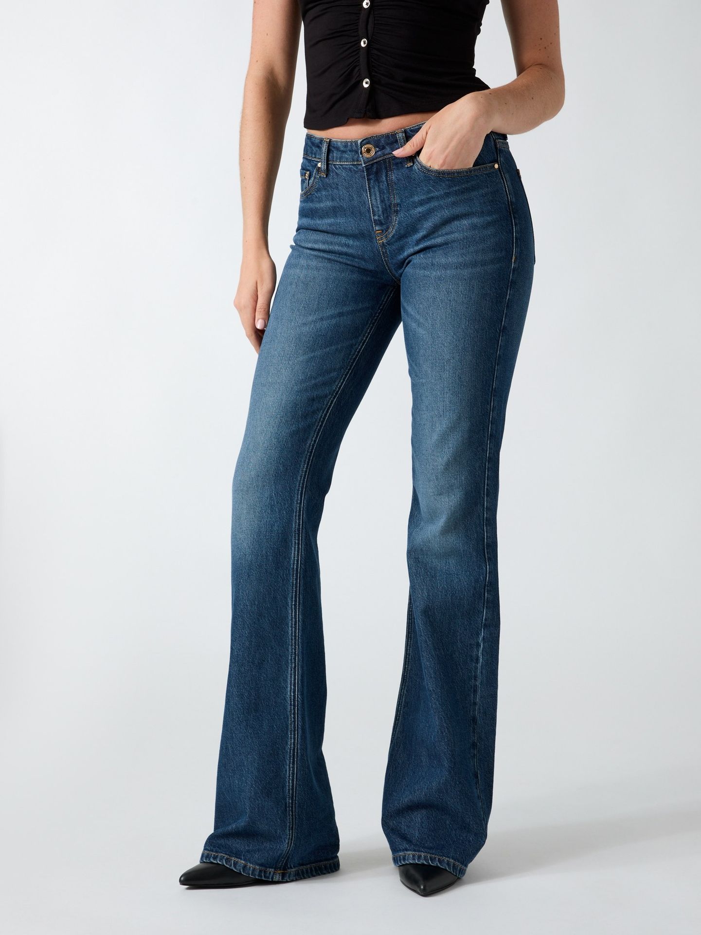 GUESS Jeansy AJ7 Beverly flare fit low rise