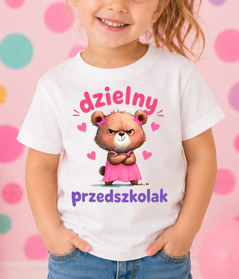 Koszulka dla dziewczynki DZIELNY PRZEDSZKOLAK