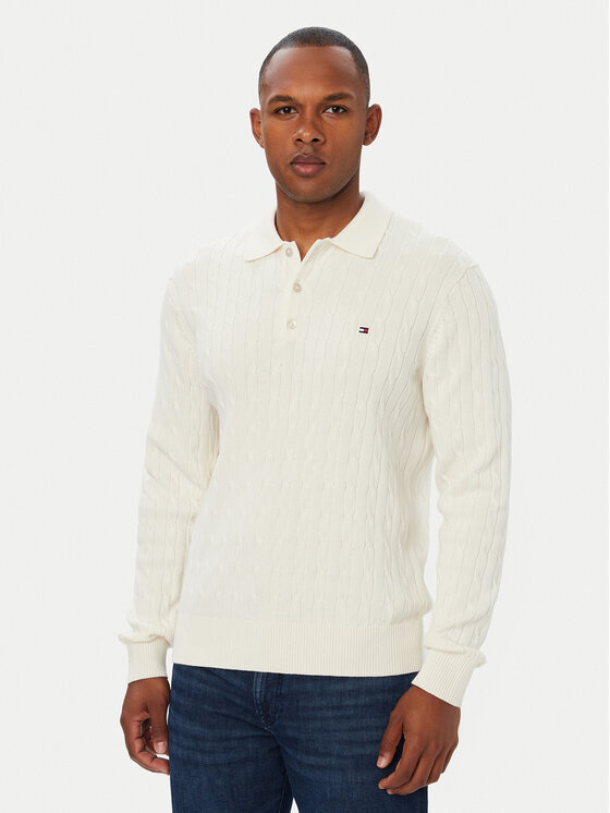 Tommy Hilfiger Sweter Classic MW0MW41955 Kremowy Regular Fit