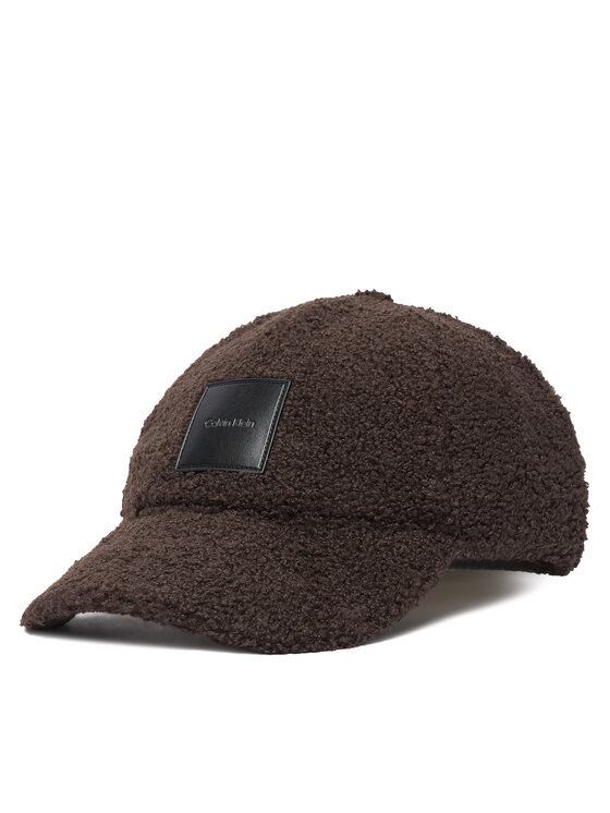 Calvin Klein Czapka z daszkiem All-Over Sherpa W/ Patch Cap LV04F5096G Brązowy ciemny