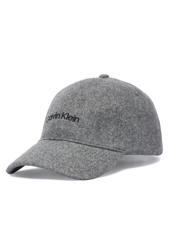 Calvin Klein Czapka z daszkiem Embroidered Titlecase Logo Felt LV04D5131G Szary