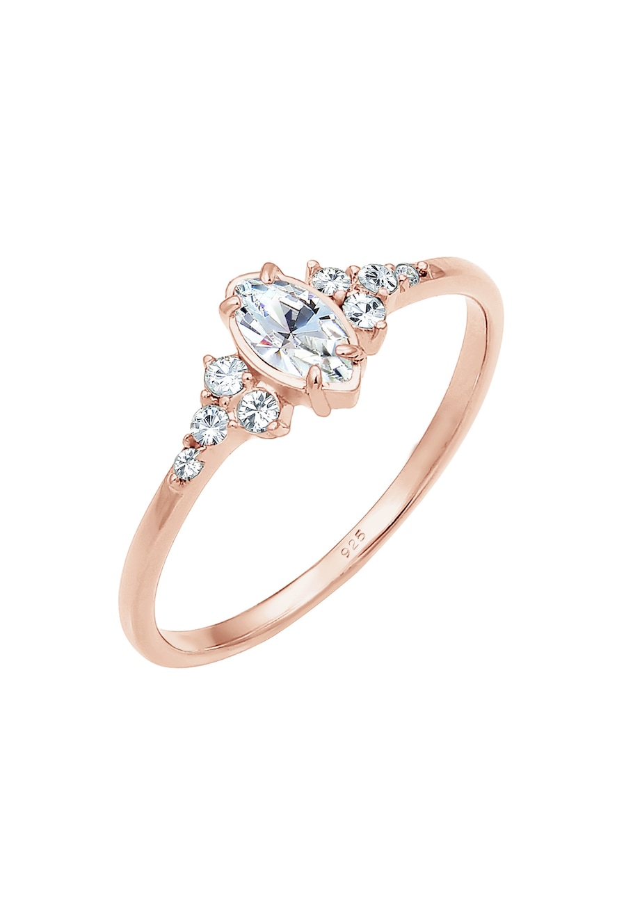 Elli Damski walentynkowy z markizem z kryształami w srebrze próby 925 Sterling Silver Pierścionki 1 ct