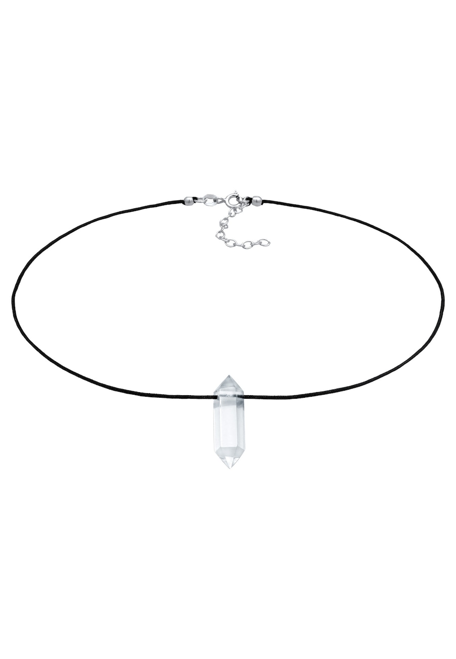 Elli PREMIUM Damski choker wisiorek Nylon Black z kryształową końcówką ze srebra próby 925 Sterling Silver Naszyjniki 1 ct