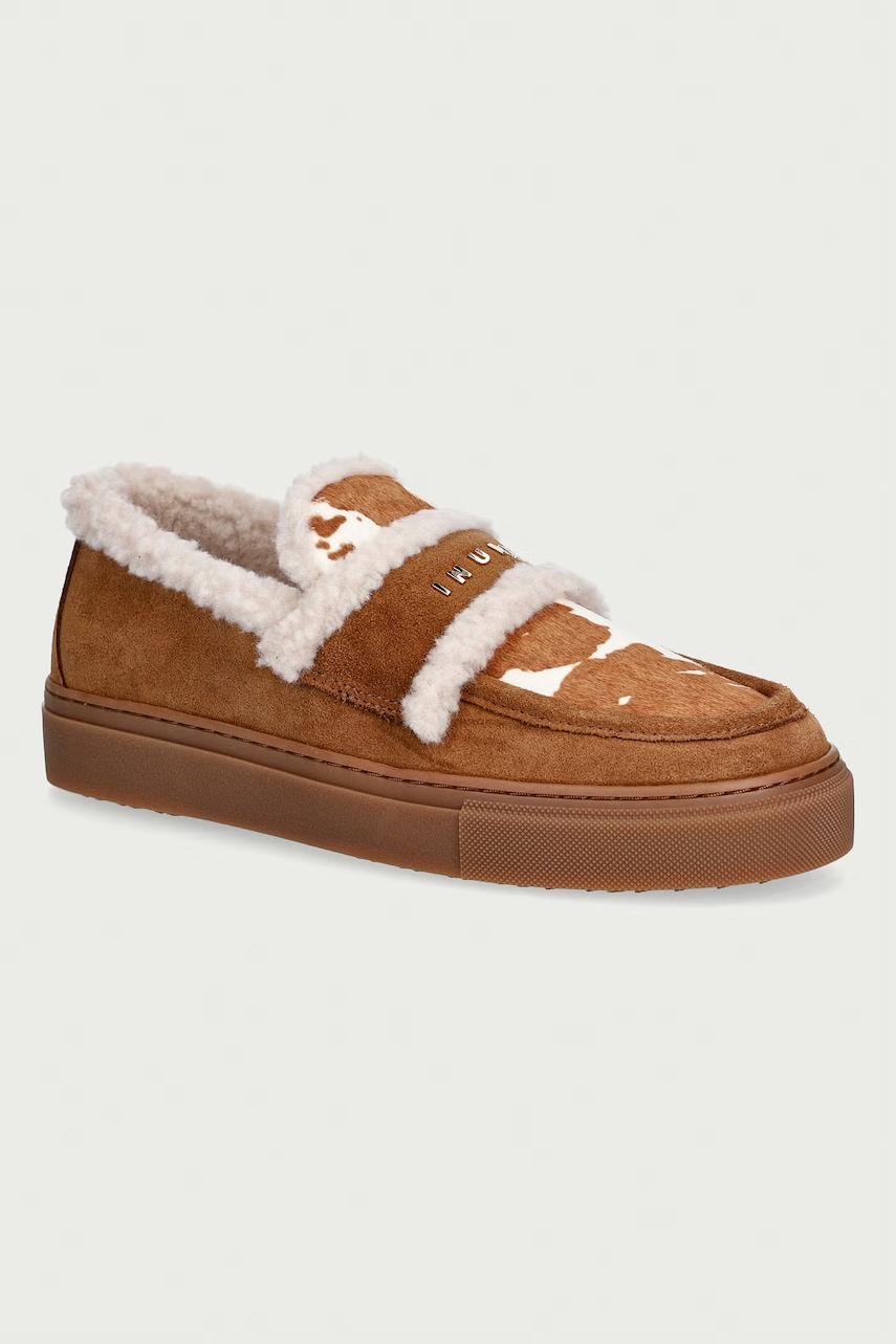 Inuikii Shearling Print mokasyny damskie skórzane