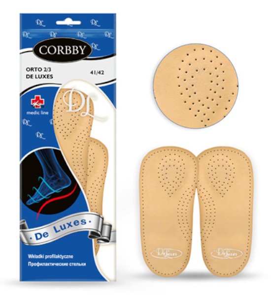 Wkładki do butów profilaktyczno-ortopedyczne 2/3 skórzane Corbby R. 37/38