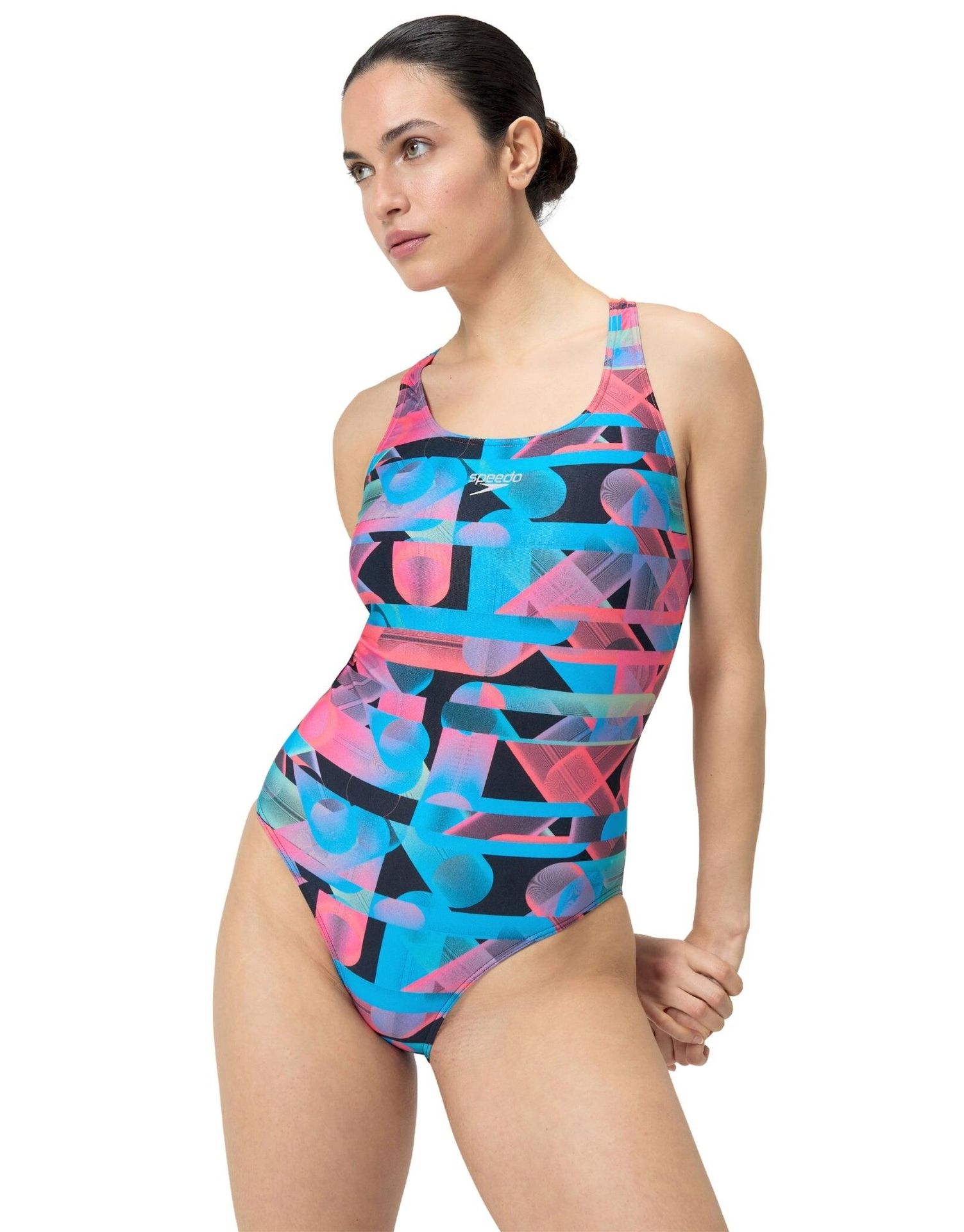 Speedo Badpak Allover Digital Powerback Zwart/Rood