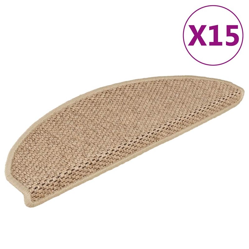 Samoprzylepne nakładki na schody, 15 szt., 65x21x4 cm, piaskowe